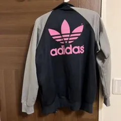 adidas トラックジャケット ブラック グレー ピンク