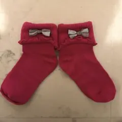 Bebe キッズ用 くつ下 ビビットピンク リボン付き
