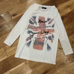 ジーナシス　ユニオンジャック　スパンコール　長袖Tシャツ　ロンT　英字　Y2Kのサムネイル