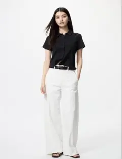 UNIQLOワイドトラウザージーンズ　M ホワイト