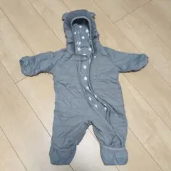 グレー ベビーアウター 60cm フード付き　ジャンプスーツ