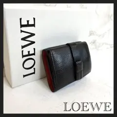 《中袋付き》LOEWE ロエベ 三つ折り財布 黒 レザーのサムネイル