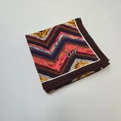 美品☆Kenzo ハンカチ 綿 茶色の縁 多色折れ縞模様