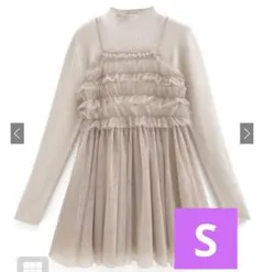 GRL フリルチュール×ニットミニワンピースセットアップ[tu1030]