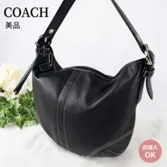 DCM株式会社19様COACH 黒 レザー ハンドバッグ ショルダー 8A01 - メルカリ