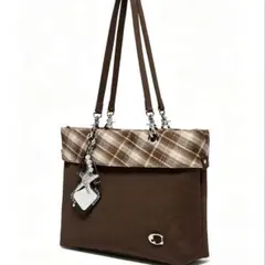 ブラウン チェック柄 ハンドバッグ