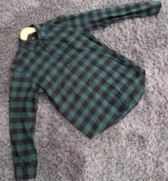 ✨UNIQLO✨ユニクロ♡長袖シャツ♡ネルシャツ♡綿♡チェック♡緑♡メンズ(S)