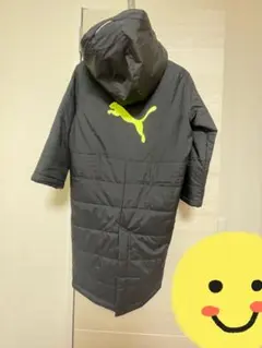 PUMA フード付きダウンコート 黒/黄色