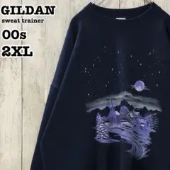00s ギルダン US古着 風景 プリント スウェット トレーナー 2XL