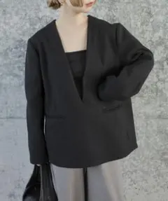 select MOCA by son ディープＶネックプルオーバー ブラック