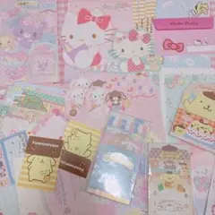 산리오 キティ♡ シュガーバニーズ♡ 폼폼푸린 紙ものセット メモ シール