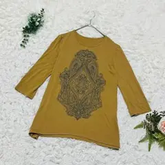 【ジョルジュレッシュ】 ❣️長袖デザインTシャツ❣️ 幾何学模様 イトキン 茶 Sのサムネイル