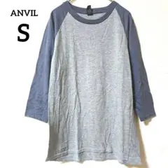ANVIL グレー ネイビー 七分袖 Tシャツ ラグランスリーブ
