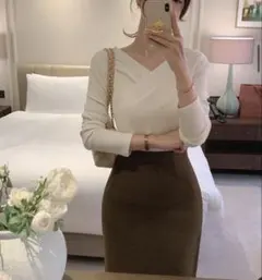 citynwoman ラップデザインスリムTシャツ p605223