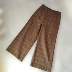 GREEN LABEL RELAXING チェック柄ワイドパンツ　ブラウン