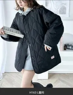 Java ノーカラー オーバーサイズ キルティング コート