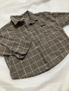 【匿名配送】テータテート　バースデイ　グレー チェック コーデュロイ 長袖シャツ