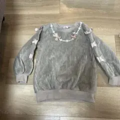 【最終価格】リボン付きグレー トレーナー 110