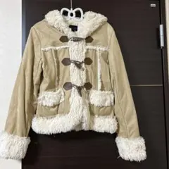 ダッフルコート フード付き ベージュ レディース アウター スエード風コート