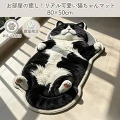 猫 マット 80×50cm リアル 可愛い ラグ 玄関マット カーペット 癒やし