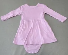 【ベルメゾン】フライススカート付き長袖ボディスーツ ラベンダー80サイズ 春秋服のサムネイル