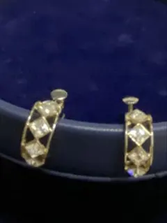 ゴールドトーン クリスタル フープイヤリング