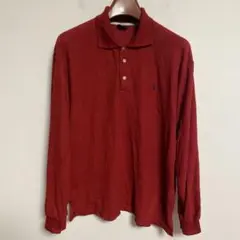 POLO RALPH LAUREN 赤 長袖ポロシャツ ポロ刺繍 L相当