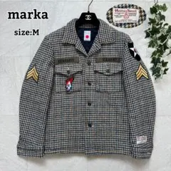 美品【marka】ハリスツイード ミリタリージャケット 千鳥柄 キルティング