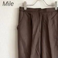 Mile スラックス 毛100% テーパードパンツ ウエストゴム ポケット付き