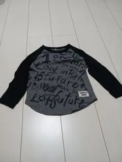 長袖カットソー 110 グレー/ブラック 文字プリント