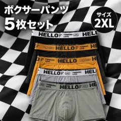 ボクサーパンツ メンズ 5枚セット ロゴバンド 伸縮性 下着 2XL