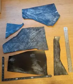 ブライドルレザー　ダークブラウン　はぎれ5枚セット　イギリス製　サドルレザー