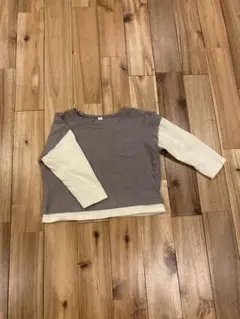 90サイズ ブラウン・アイボリー 長袖Tシャツ