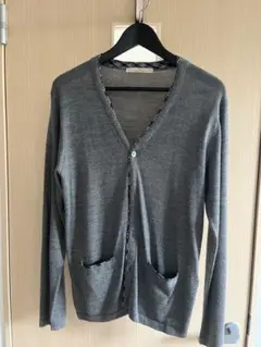 グレー Vネック カーディガン M グローバルワーク