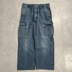 90s Wrangler カーゴ バギーデニム USA古着 シルバータブ パンツ