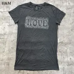 エイチアンドエム【M】半袖チュニック ロング丈 ストレート LOVEプリント