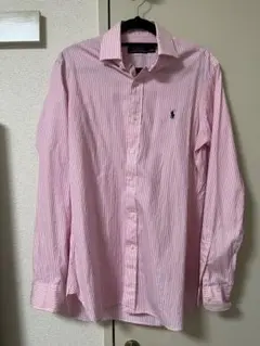 Polo Ralph Lauren ピンクストライプ長袖シャツ　161/2