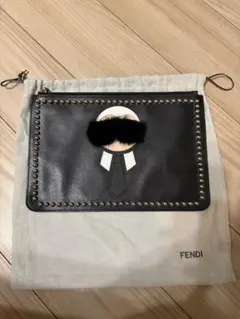 フェンディ FENDI クラッチバッグ レザー カールラガーフェルド スタッズ