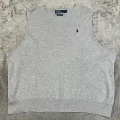 Polo by Ralph Lauren グレー Vネック ニットベスト ＸＬ