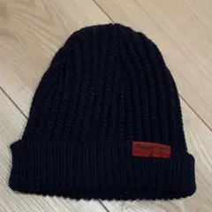 ネイビー ニット帽 リブ編み