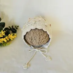 年中素材　コットンつぶつぶボンネット　~4.5ヵ月程度