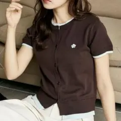 MARYQUANT×PUBLUXレイヤード風ショートスリーブ ニットカーディガンのサムネイル