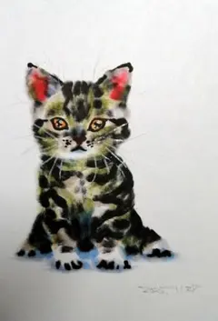 猫 絵画 イラスト ドローイング - メルカリ