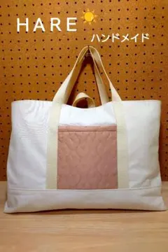 【入園入学】【進級】くすみピンクのハートキルト レッスンバッグ