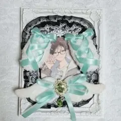 硬質カードケース レースデコ ブラック×ミント b8 縦型