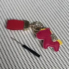 馬と蹄鉄のレザーキーホルダー バッグチャーム レッド 赤