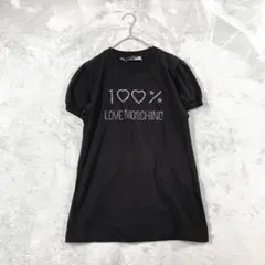 Y2K LOVE MOSCHINO Tシャツ L ラインストーン ハート 黒のサムネイル