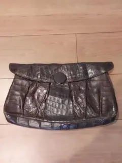 アリゲーター クラッチバッグ ダークブラウン