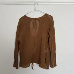 LOWRYS FARM2WAYメッシュリボンカーデロングスリーブ