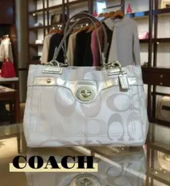 COACH ベージュ　ゴールド トートバッグ　肩掛け